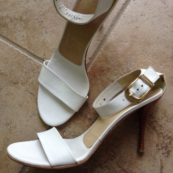 off white ankle strap heels
